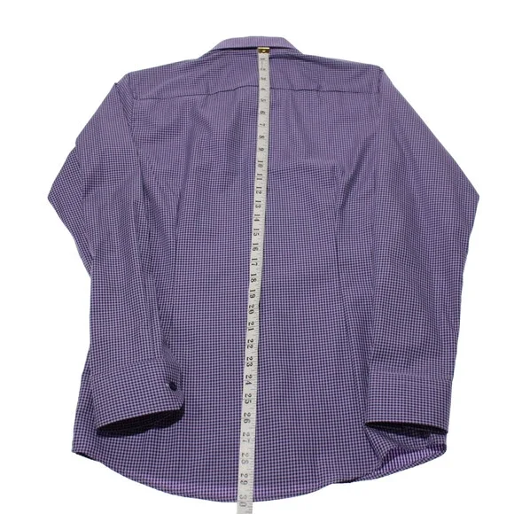 Eton NWT Casual Button Down Shirt Size 38 15 S Slim Fit in Purple/Blue Check